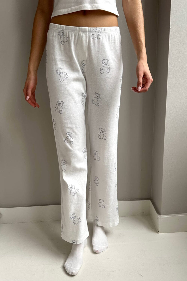 Keira Teddy Pajama Pants | White / S