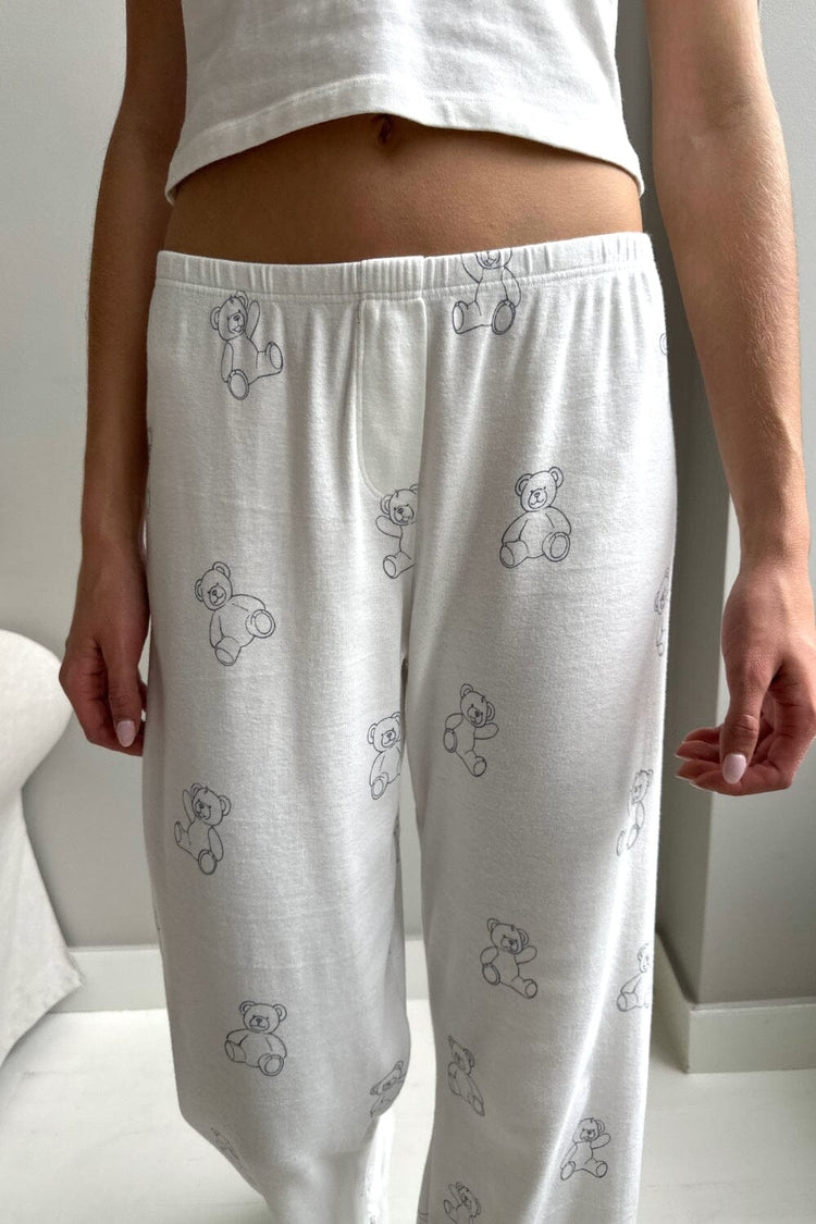 Keira Teddy Pajama Pants | White / S