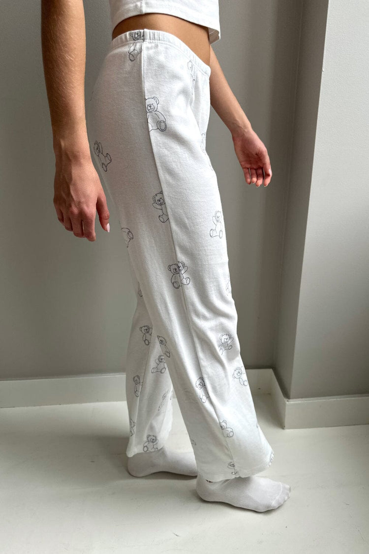 Keira Teddy Pajama Pants | White / S