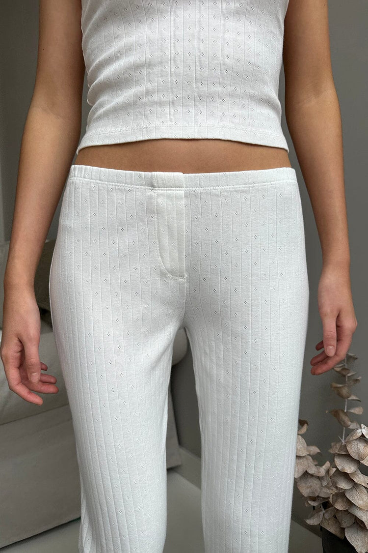 Keira Eyelet Sweatpants | White / XS/S