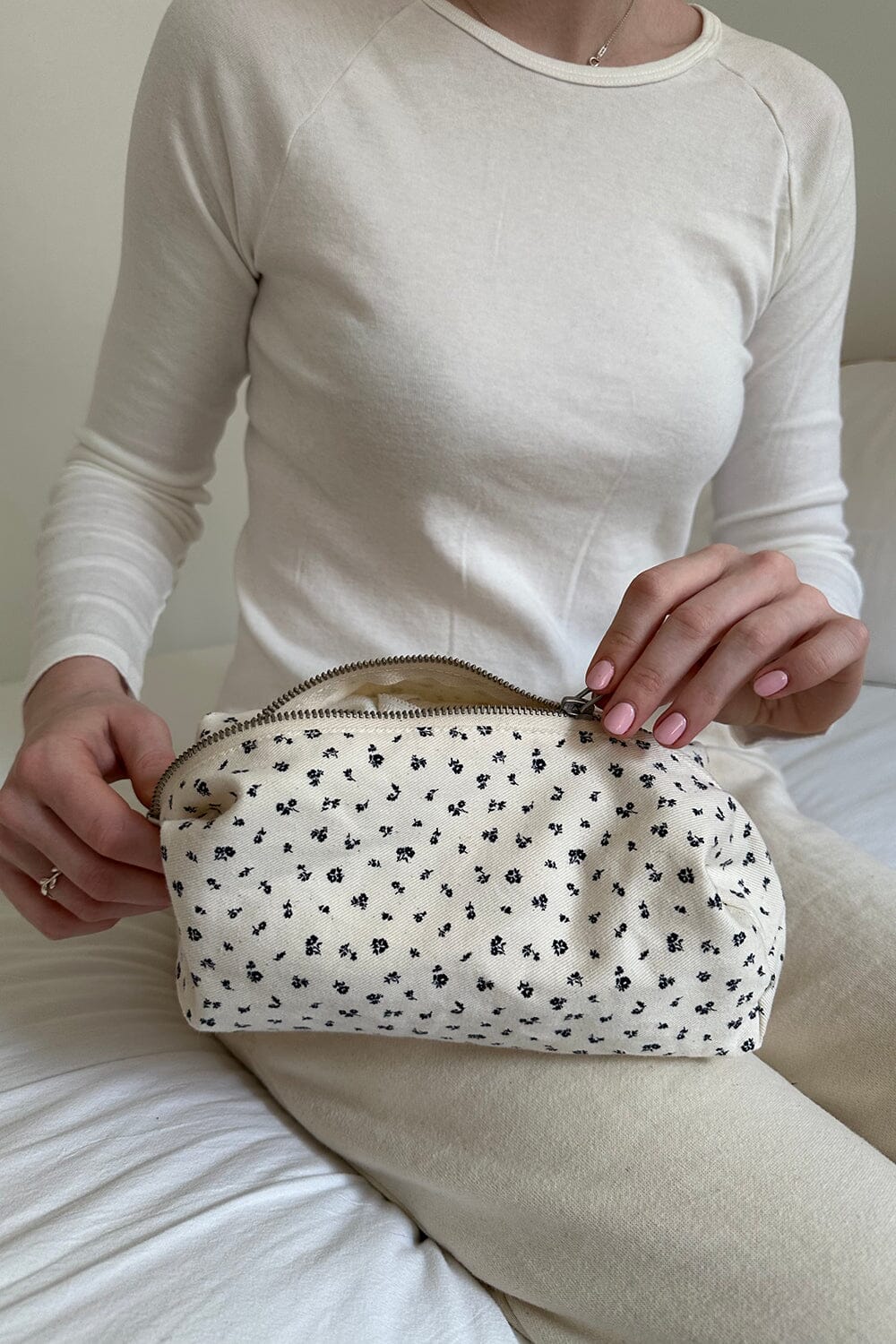 Ivory With Navy Floral