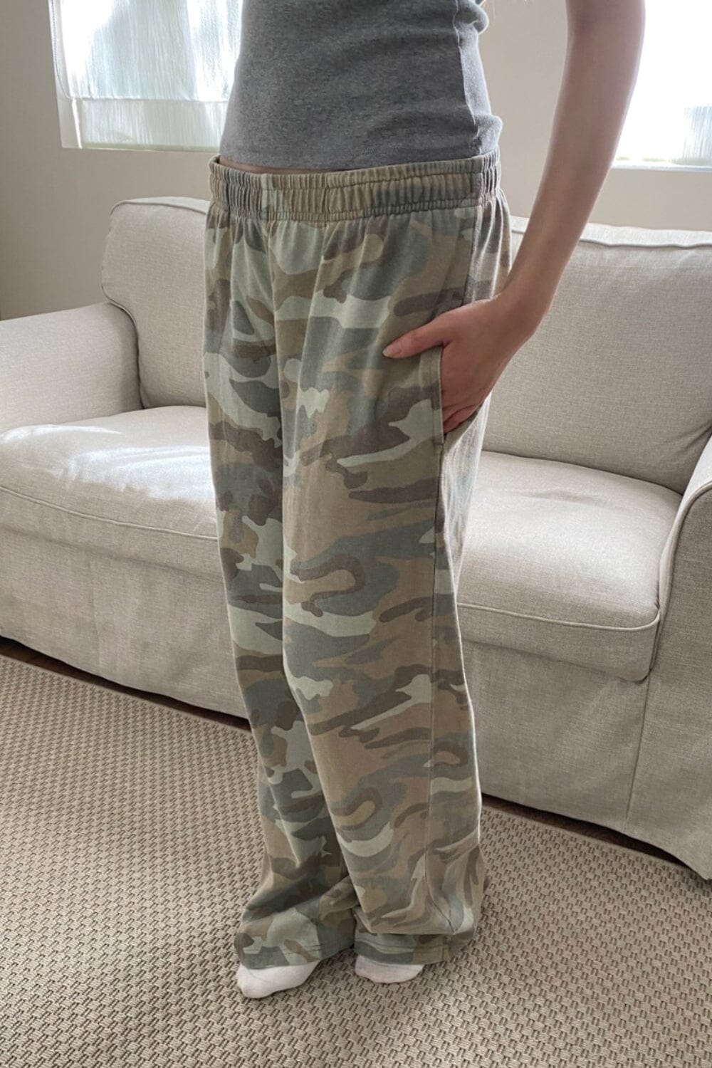 Anastasia Tie Sweatpants | Light Camouflage / S/M