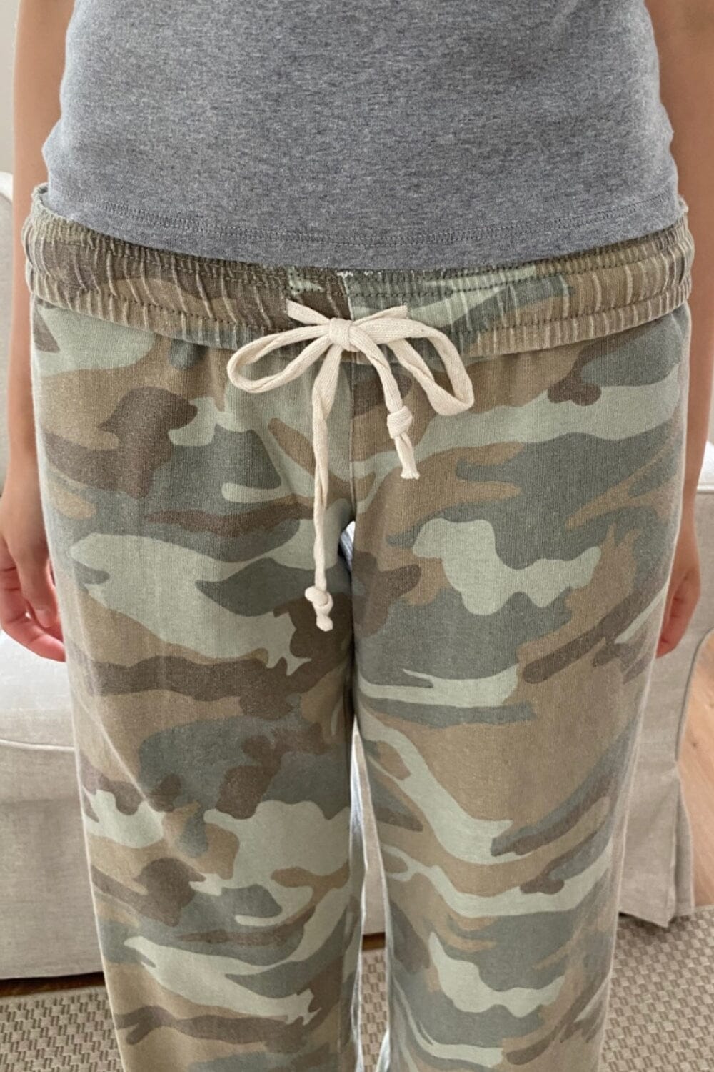 Anastasia Tie Sweatpants | Light Camouflage / S/M