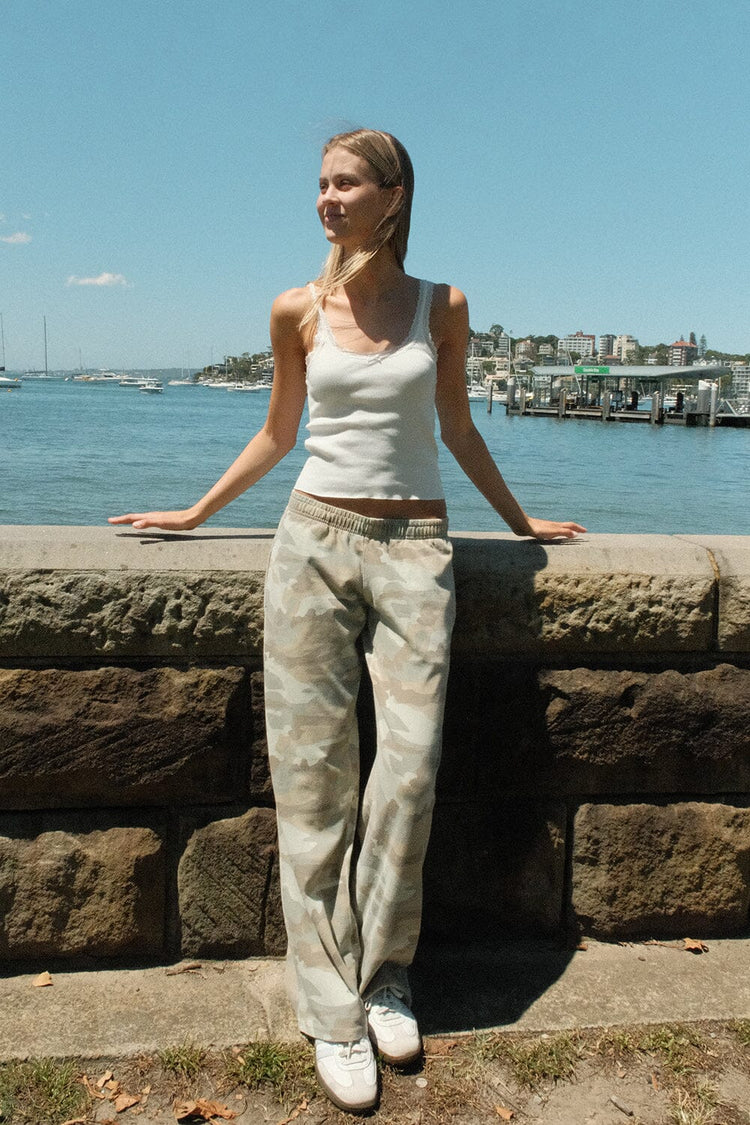 Anastasia Tie Sweatpants | Light Camouflage / S/M