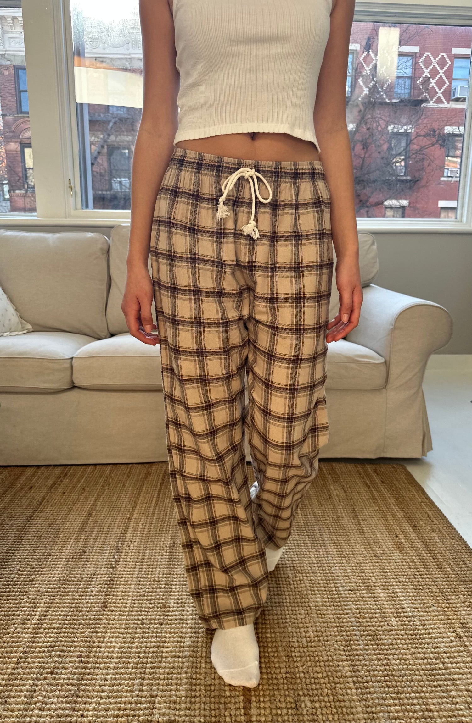 Cream and Brown Plaid / S/M