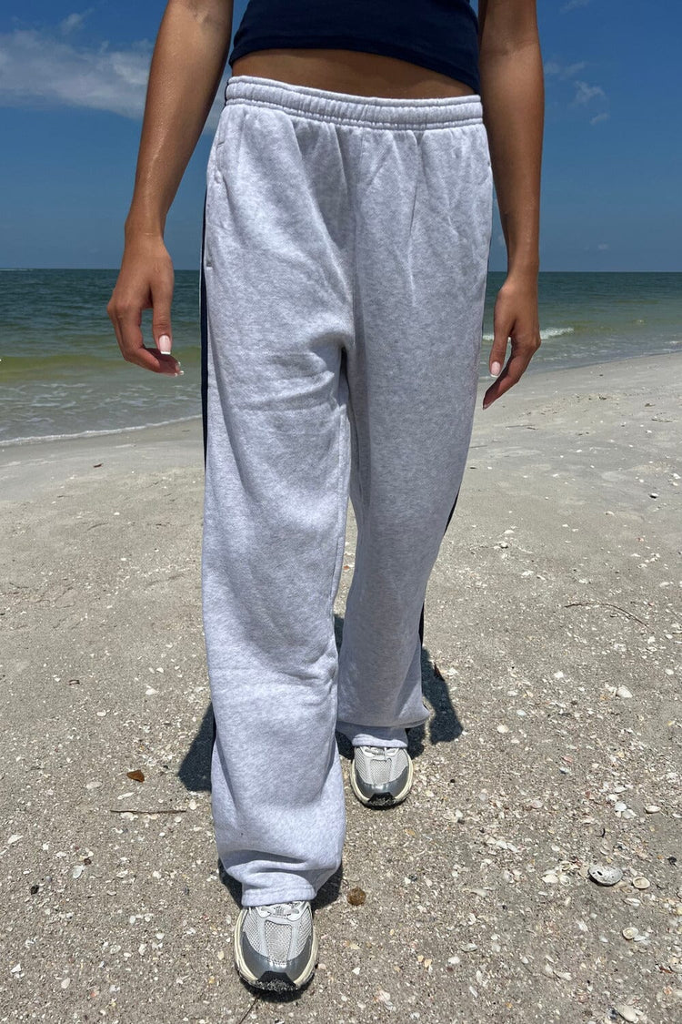 Anastasia Stripe Sweatpants | Silver Grey With Blue Stripe / S