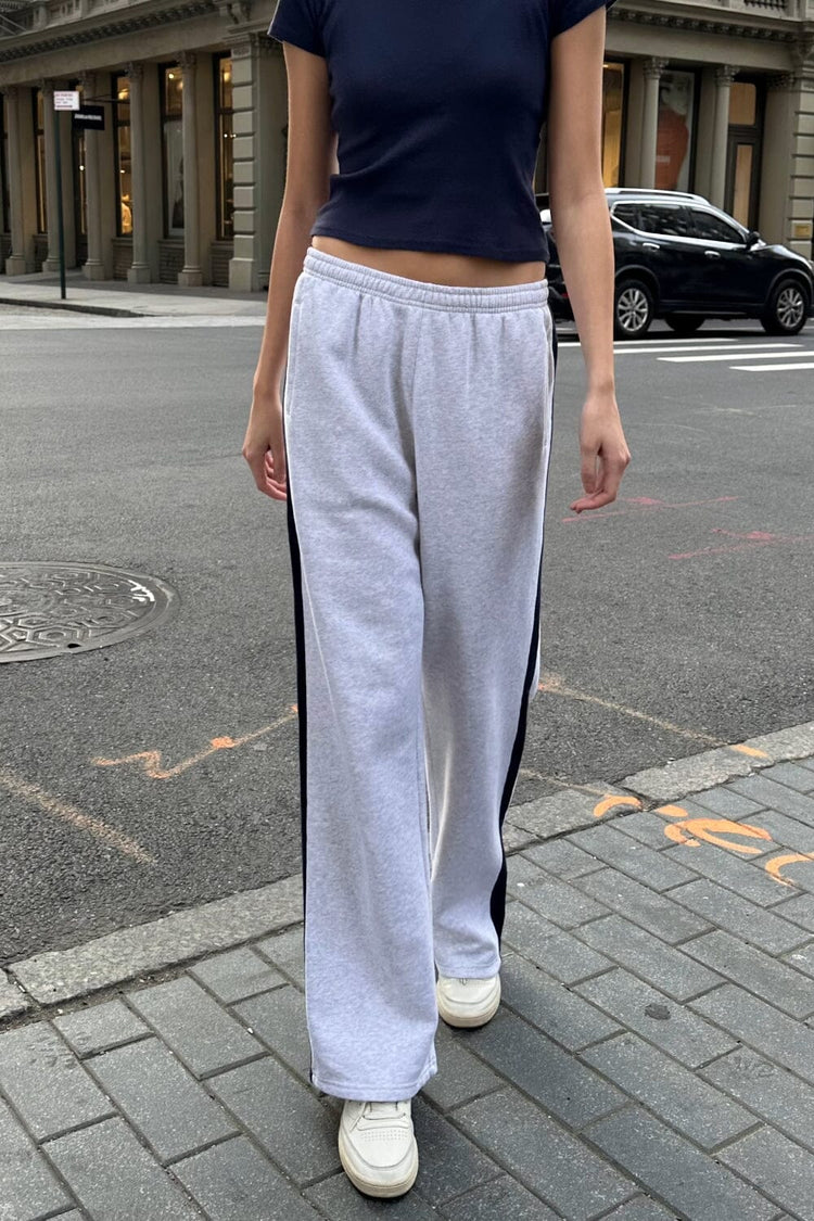 Anastasia Stripe Sweatpants | Silver Grey with Blue Stripe / S