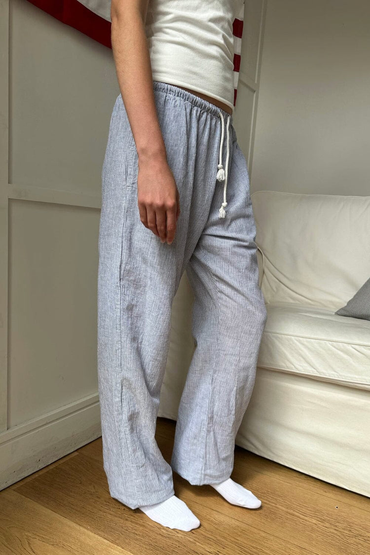 Anastasia Linen Pants | White With Navy Stripes / S