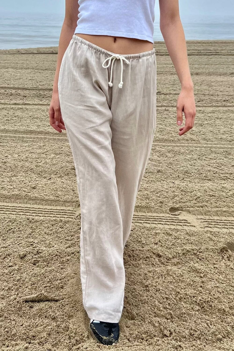 Anastasia Linen Pants | Beige / S