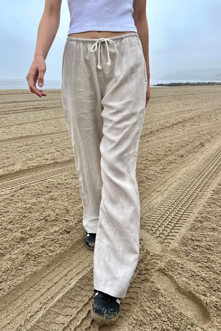 Anastasia Linen Pants | Beige / S