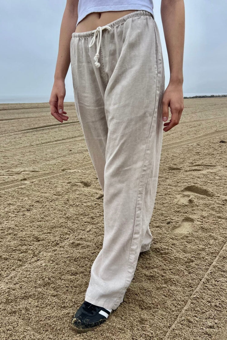 Anastasia Linen Pants | Beige / S