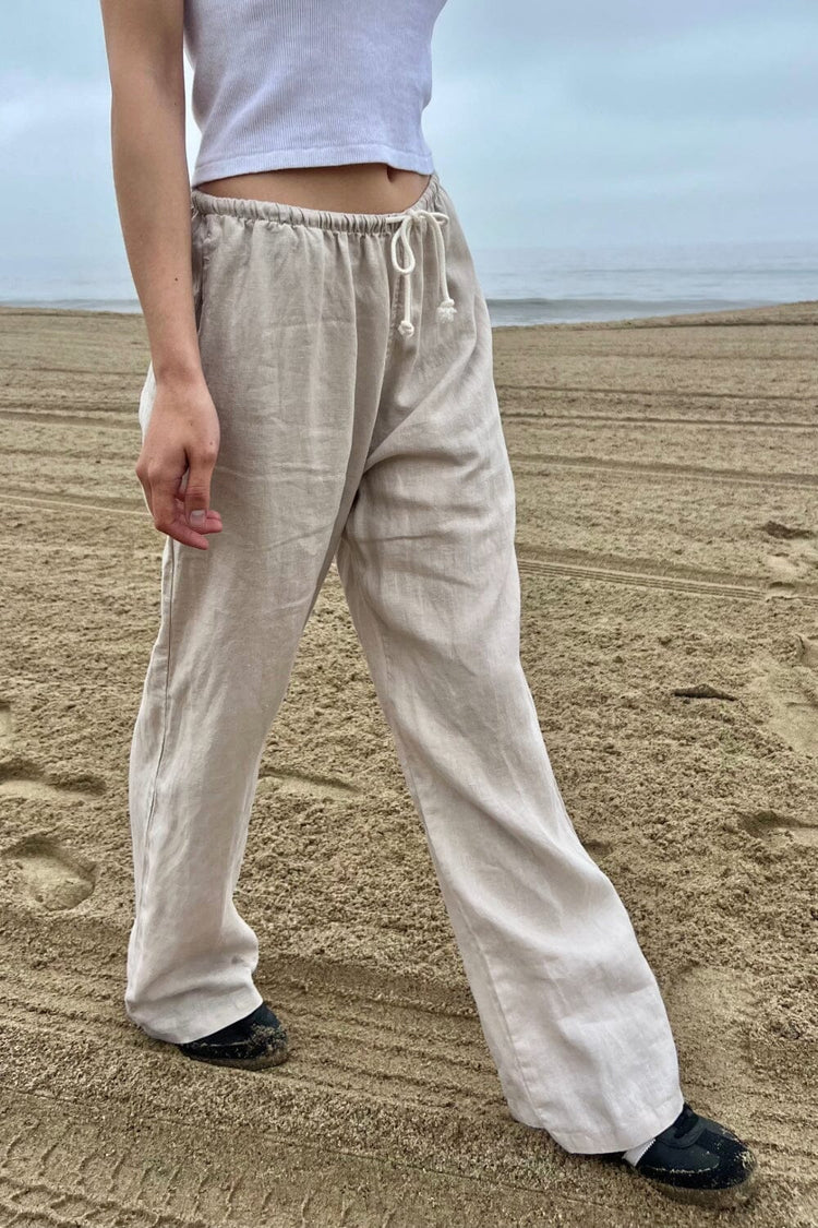 Anastasia Linen Pants | Beige / S