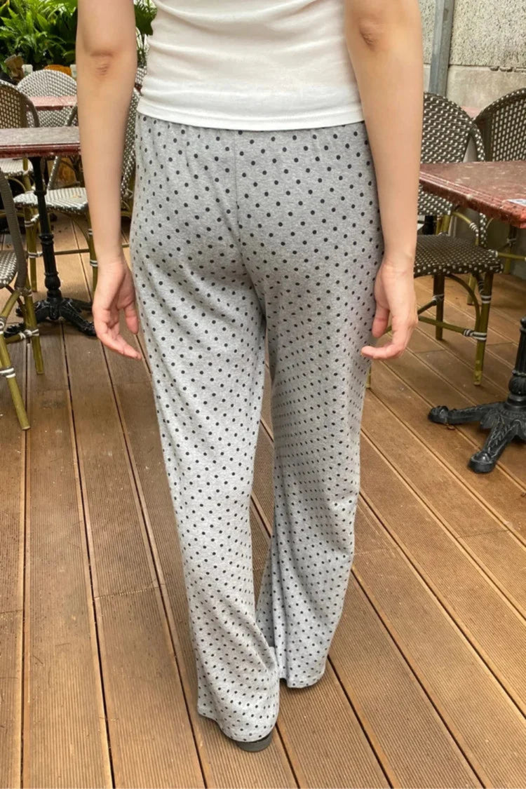 Anastasia Polka Dot Pants | Heather Grey and Black Polka Dots / XS/S