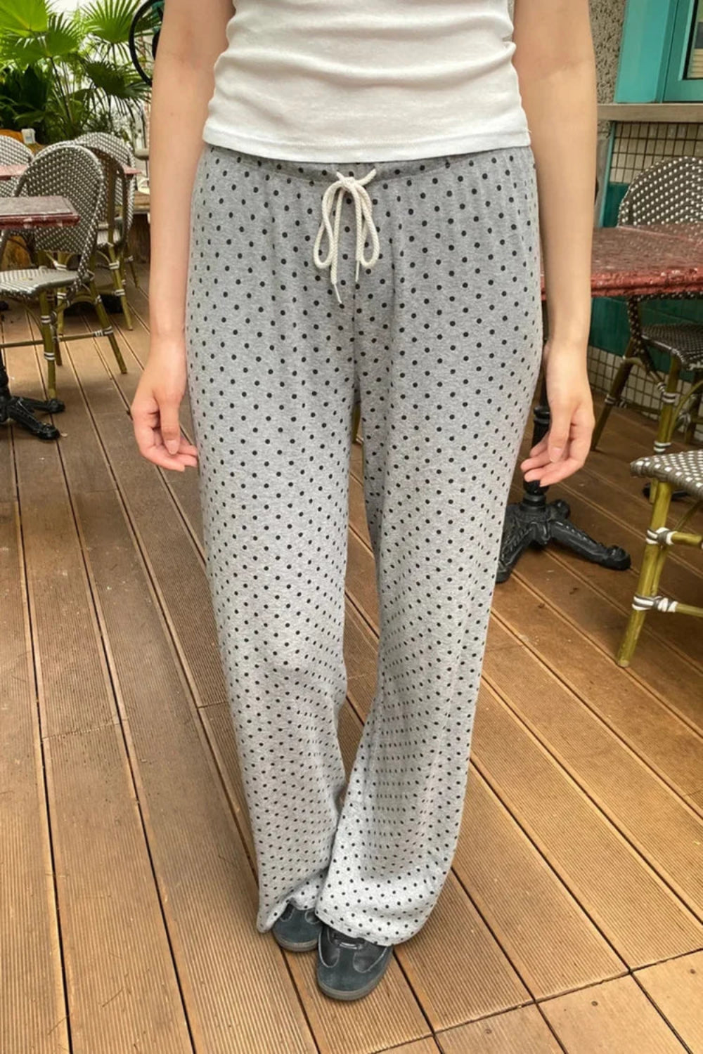 Anastasia Polka Dot Pants | Heather Grey and Black Polka Dots / XS/S