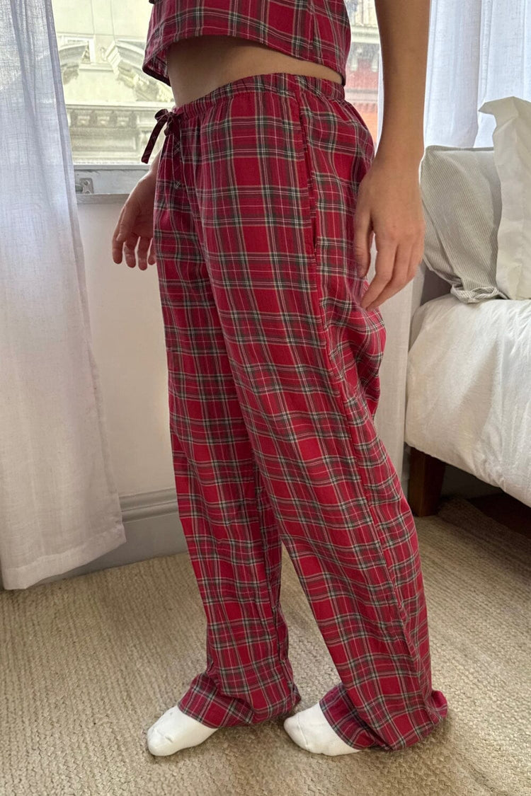 Noelia Plaid Pants | Red Brown and White Plaid / XS/S