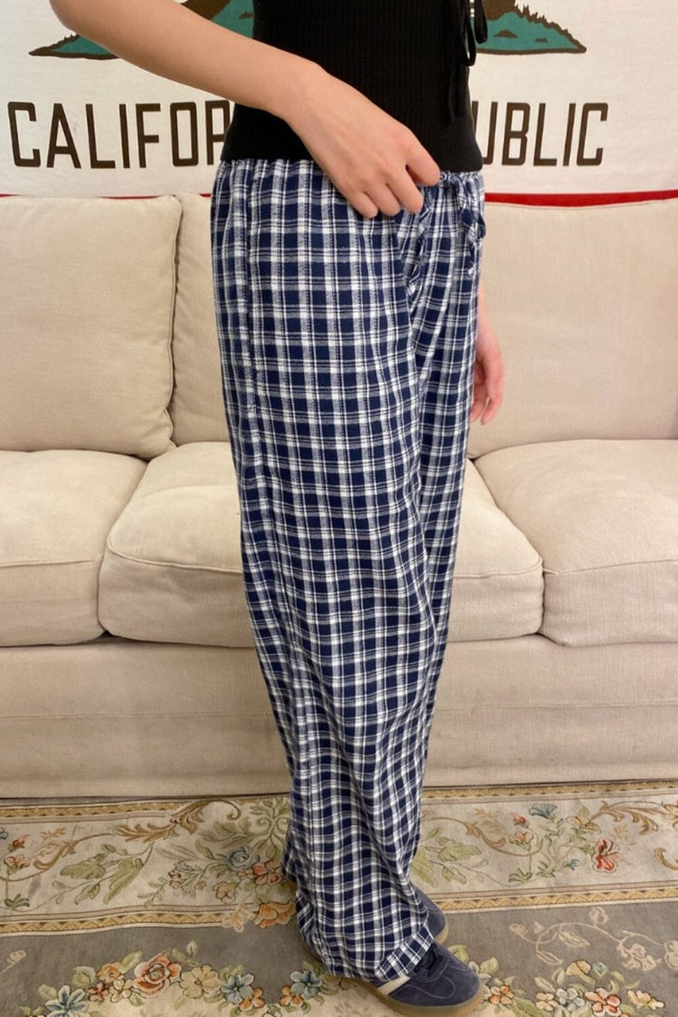 Noelia Plaid Pants | Navy and White Plaid / XS/S