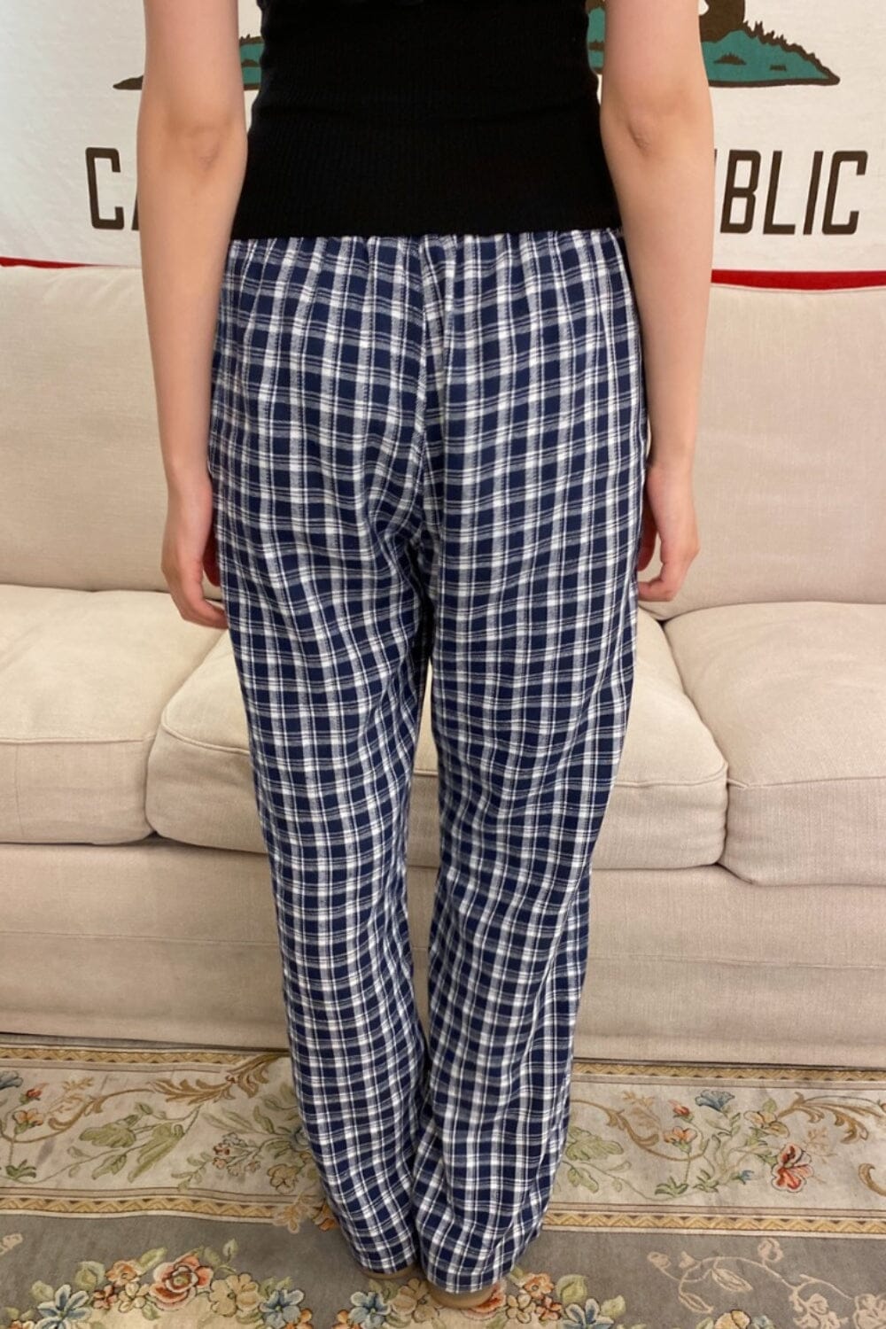 Noelia Plaid Pants | Navy and White Plaid / XS/S