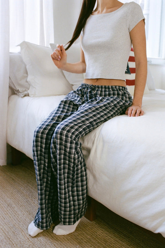 Navy and White Plaid / XS/S
