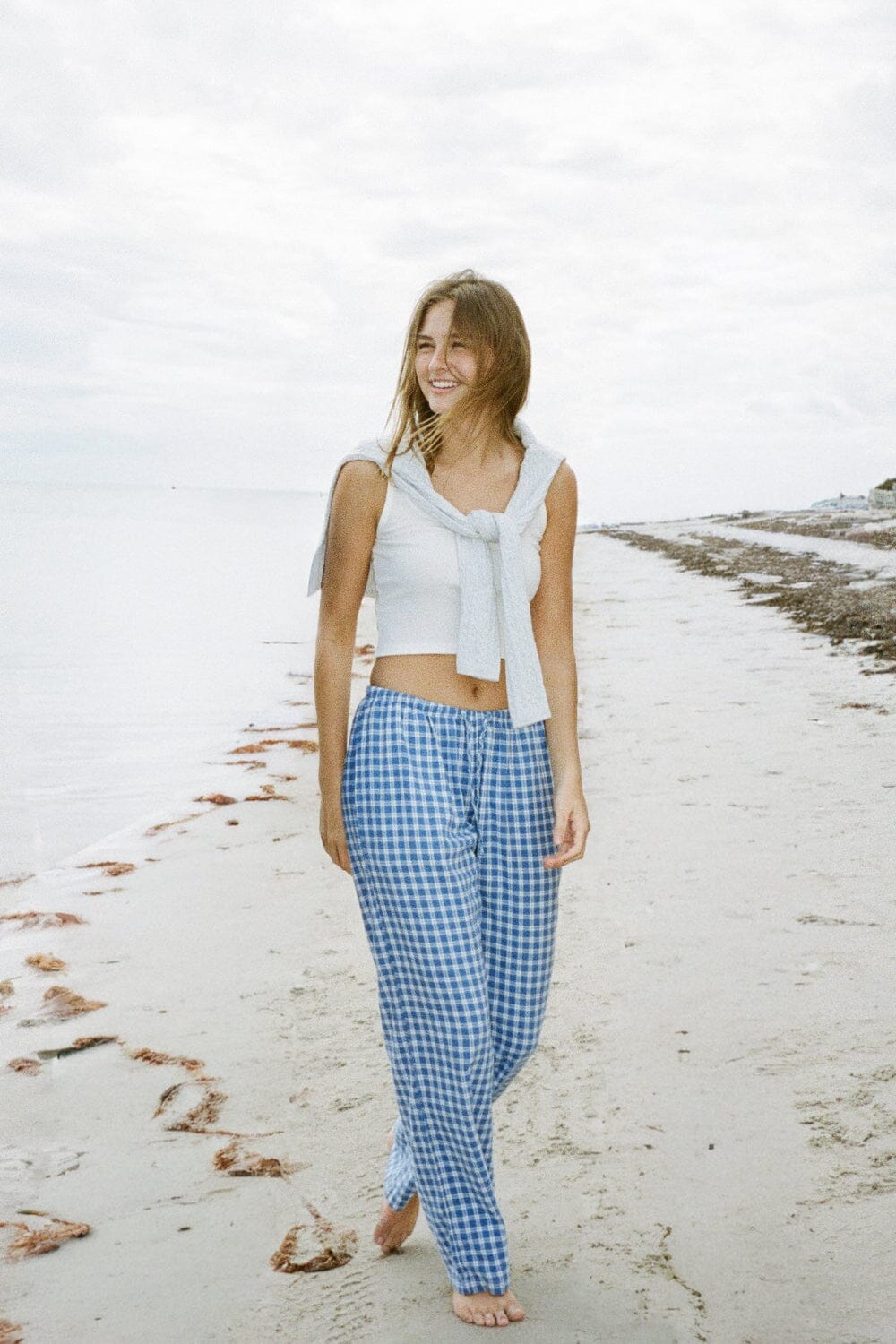 Noelia Plaid Pants | Blue And White Plaid / XS/S
