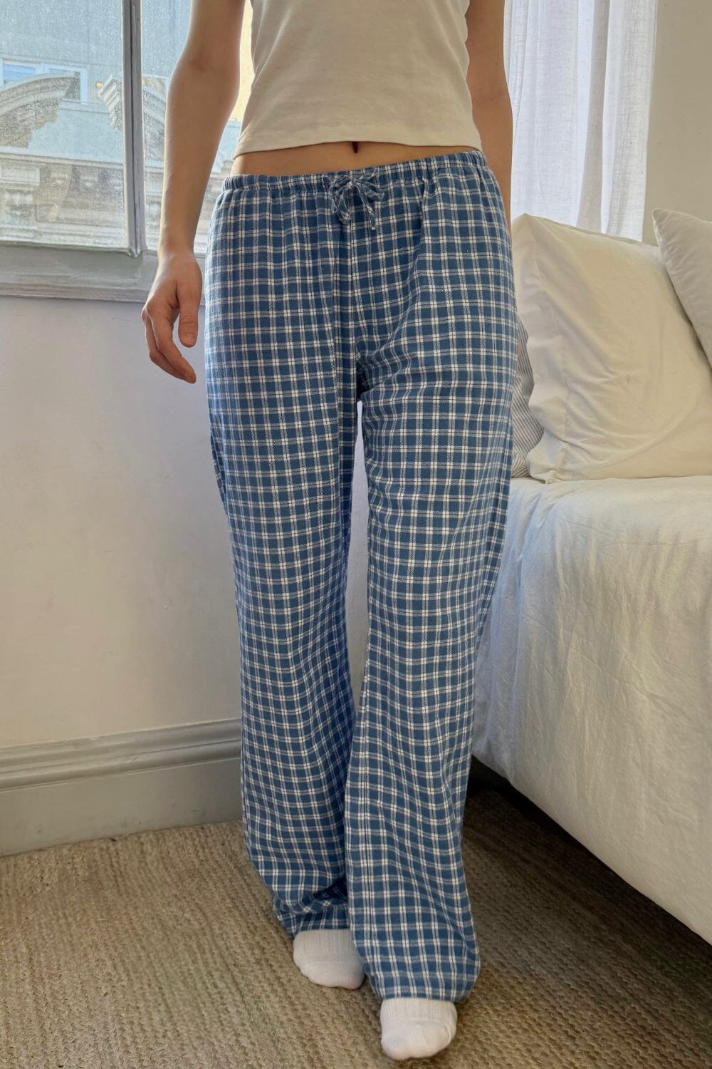 Noelia Plaid Pants | Blue And White Plaid / XS/S