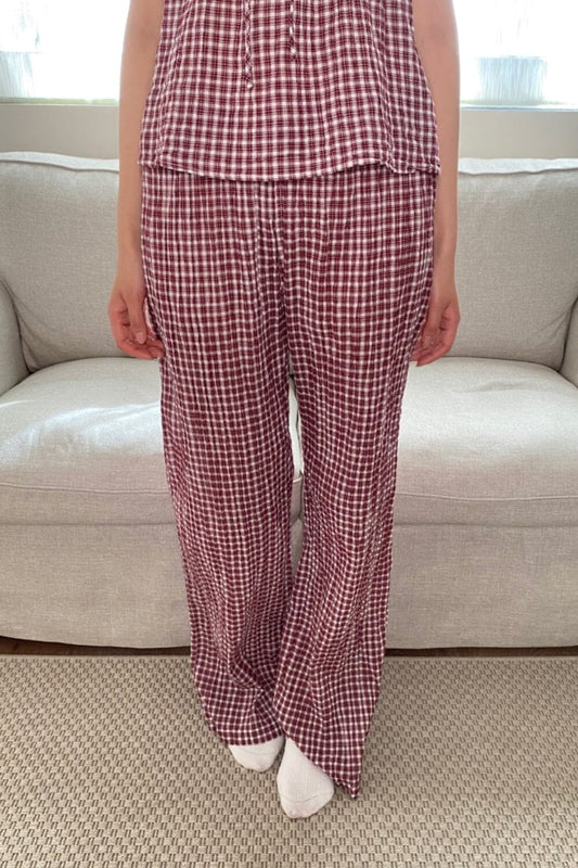 Burgundy And White Checkered / XS/S