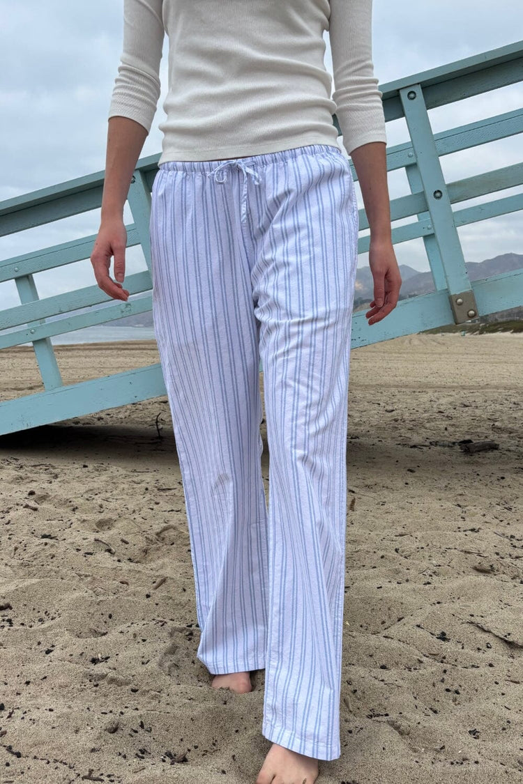 Anastasia Pants | Light Blue with White Vertical Stripes / S