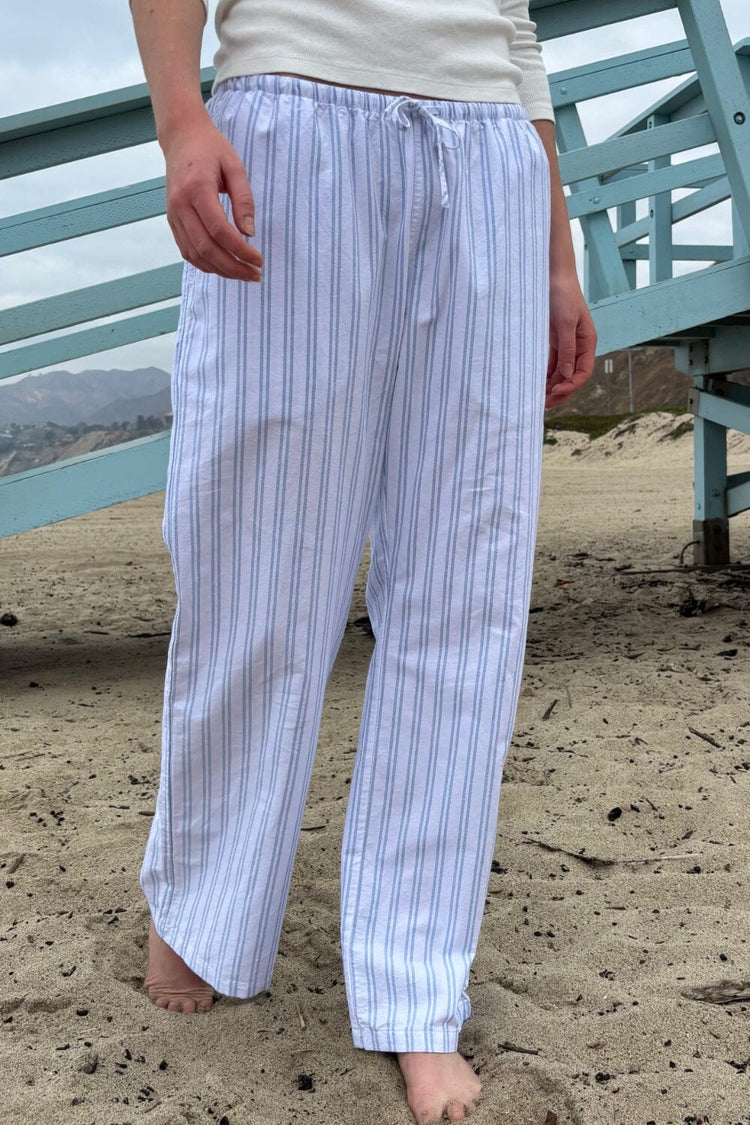 Anastasia Pants | Light Blue with White Vertical Stripes / S