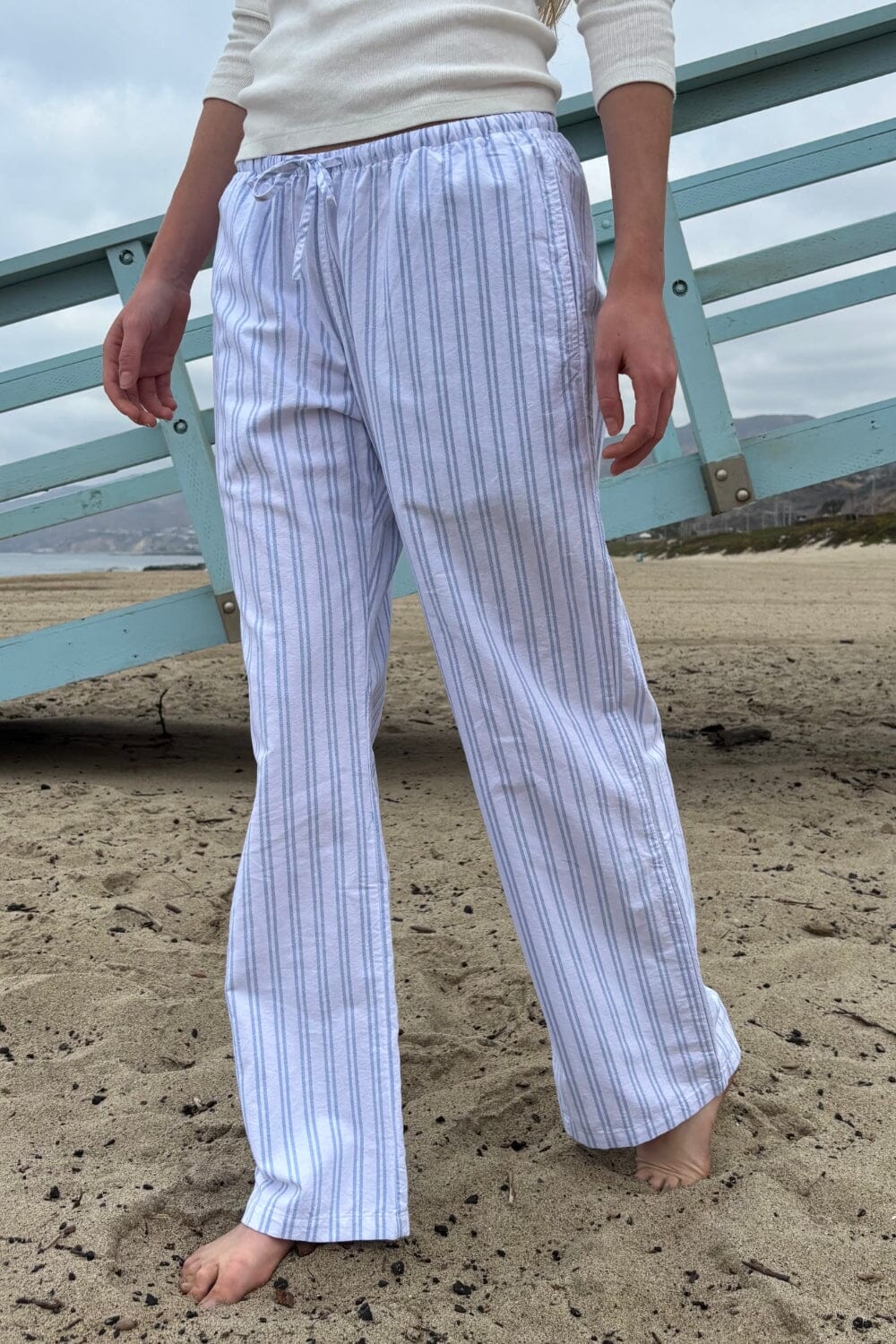 Light Blue with White Vertical Stripes / S