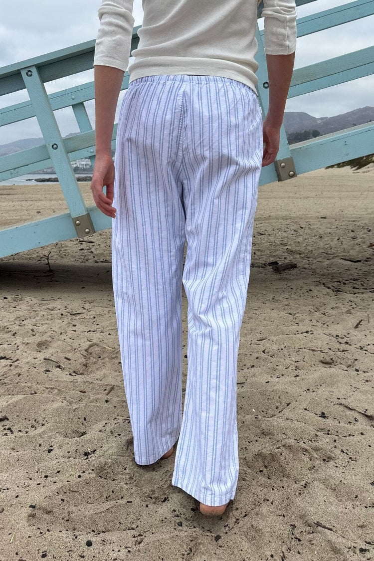 Anastasia Pants | Light Blue with White Vertical Stripes / S
