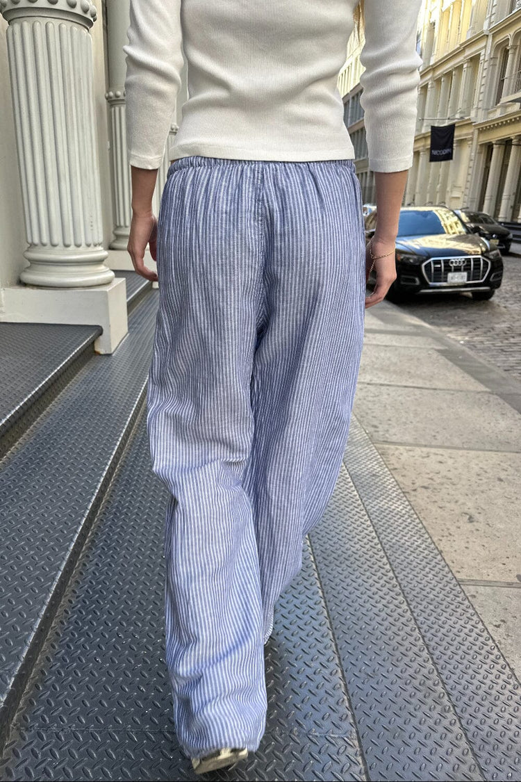 Nanda Pants | Vertical Blue White Stripes / S/M