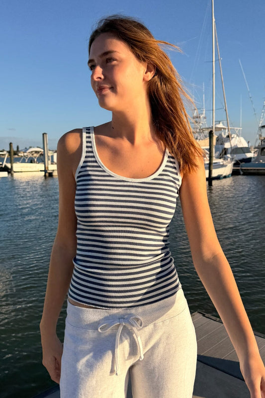Navy and Ivory Stripes / XS/S