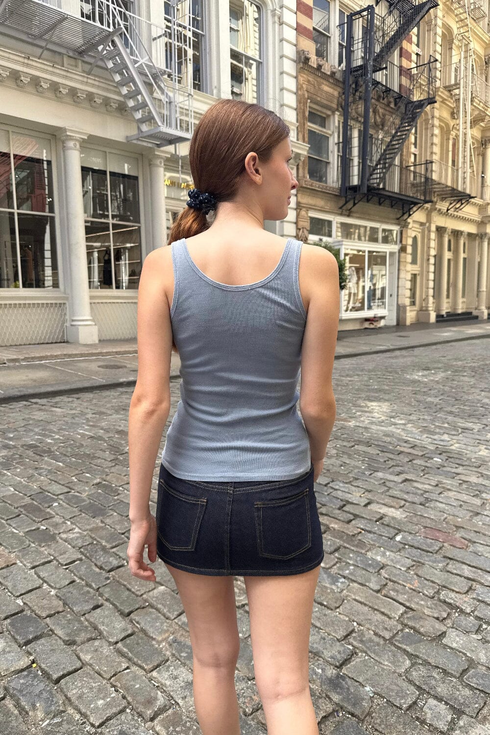 Sheena Button Tank | Dusty Blue / XS/S