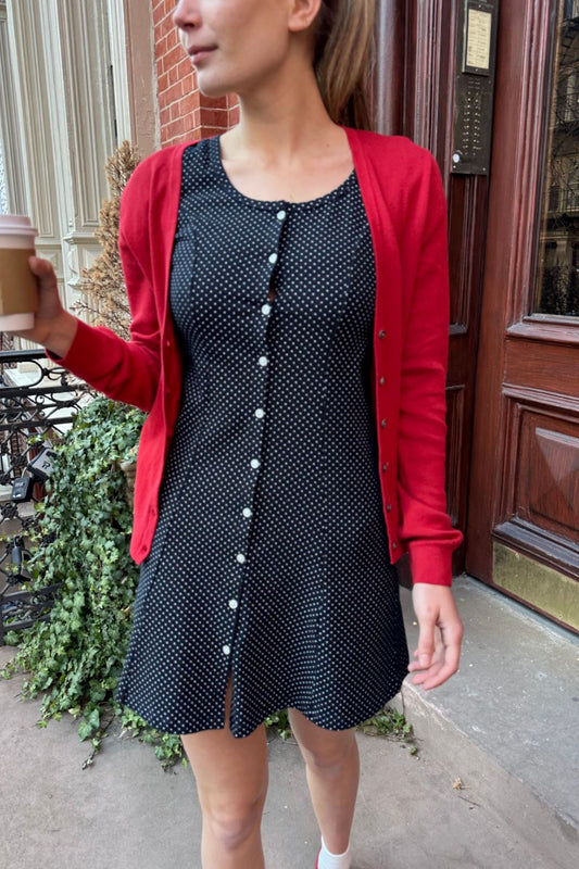 Faded Navy Blue With White Polka Dots / S