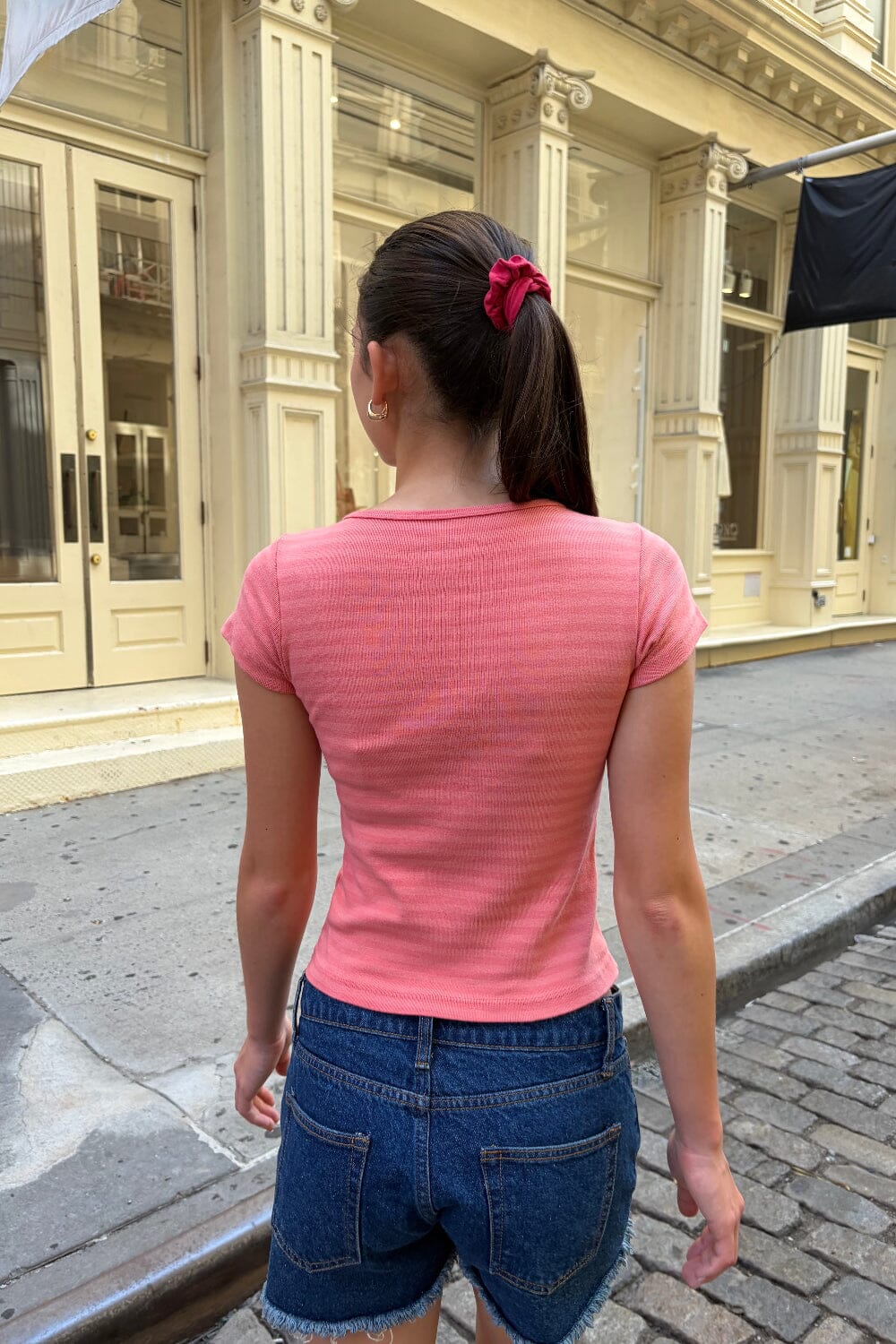 Ashlyn Stripe Top | Peach and Pink Peach Stripes / XS/S