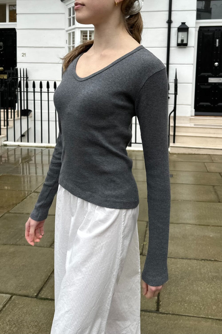 Josephine Ribbed Top | Dark Heather Grey / XS/S