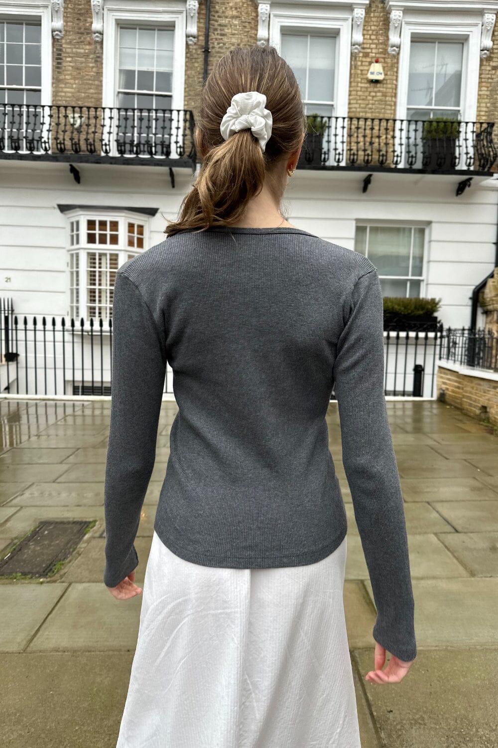 Josephine Ribbed Top | Dark Heather Grey / XS/S