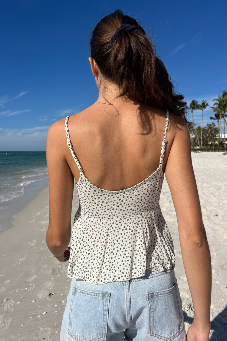 Tiffany Floral Tank | Navy Blue Floral and Heart / XS/S