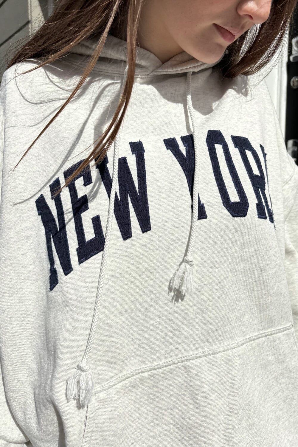 Brandy melville white oversized Christy New York hoodie