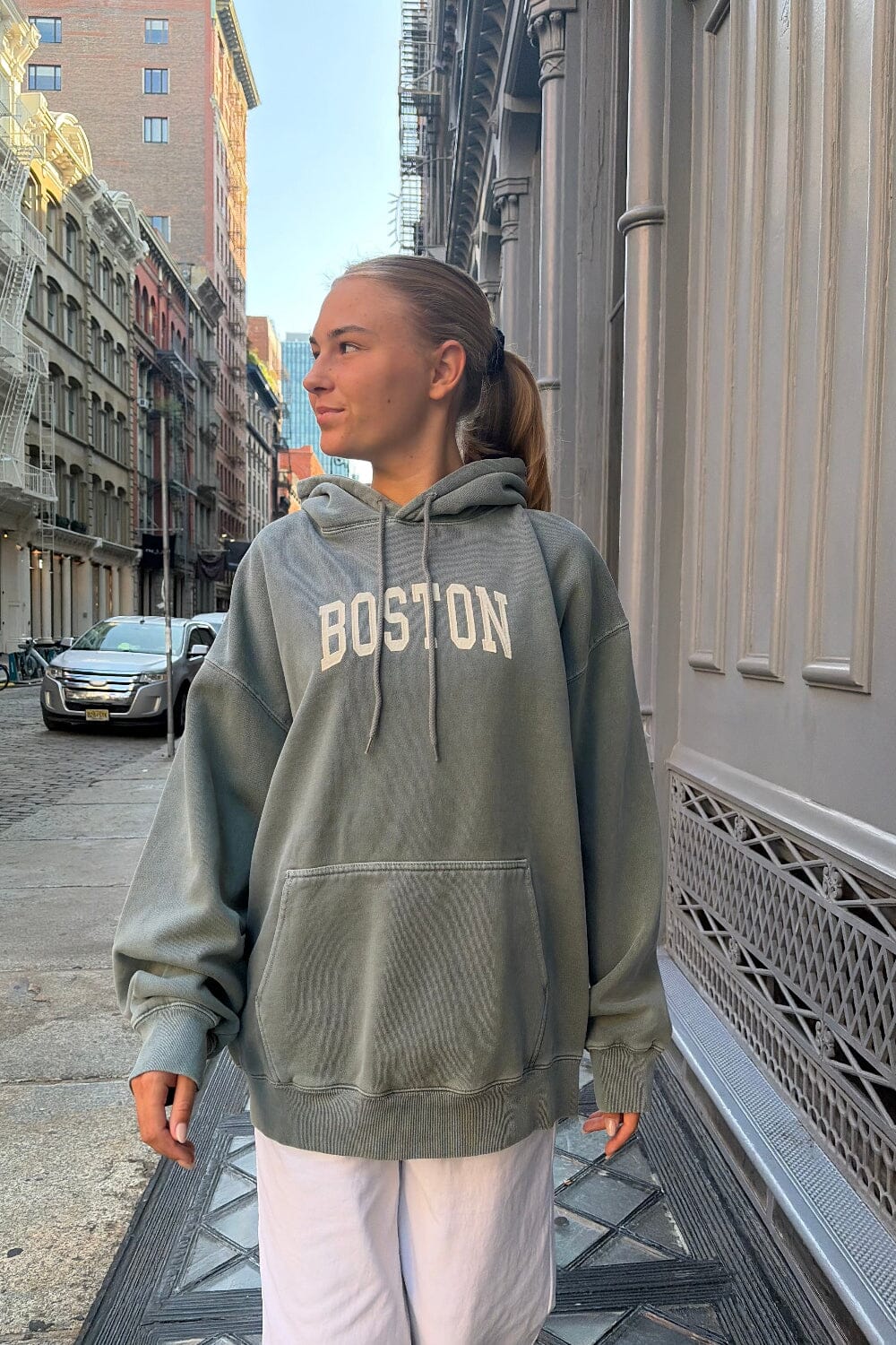 Christy Boston Hoodie | Sage Green / Oversized Fit