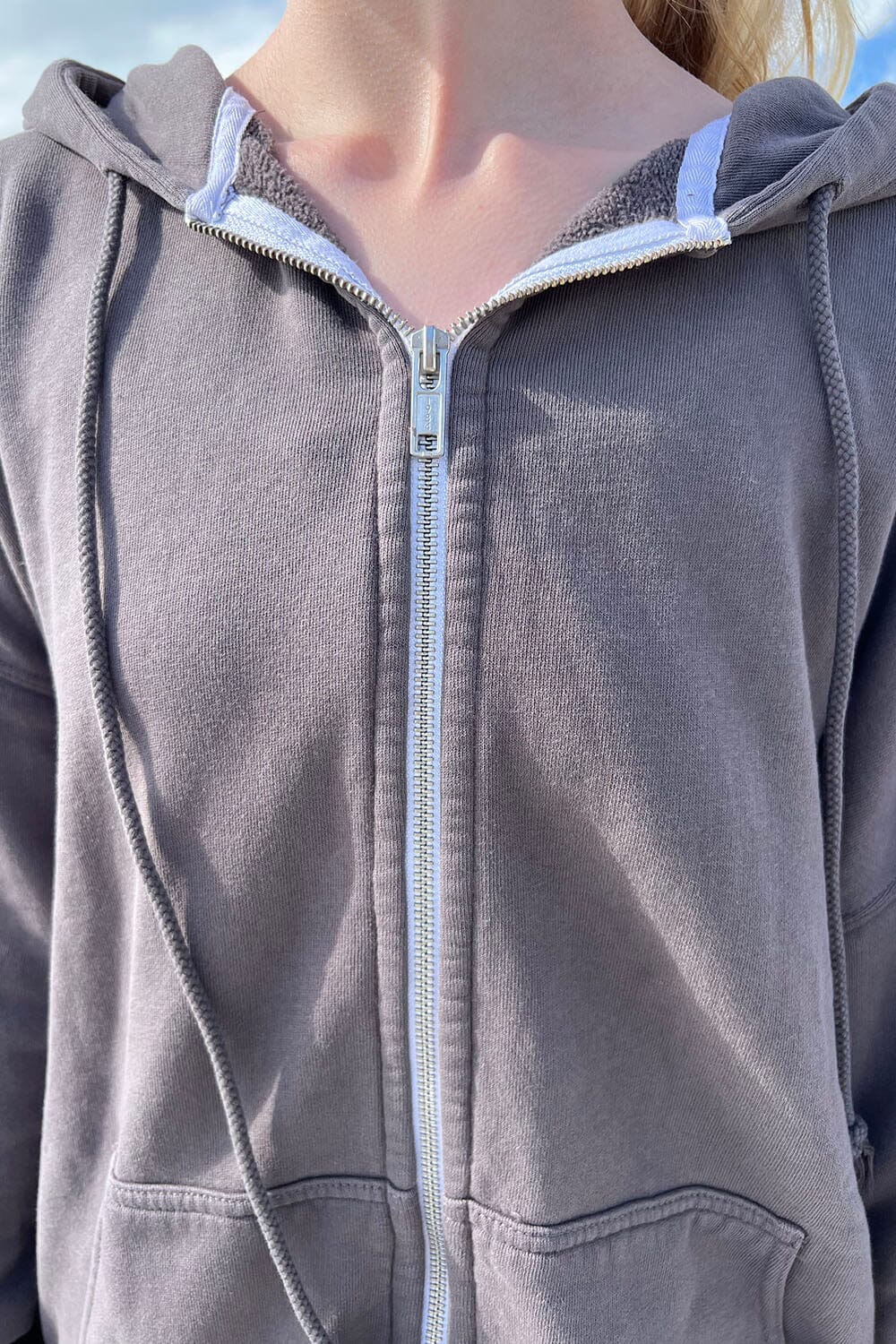 BRANDY MELVILLE, Women's Gray Full Zipper Christy Hoodie One Size in 2023