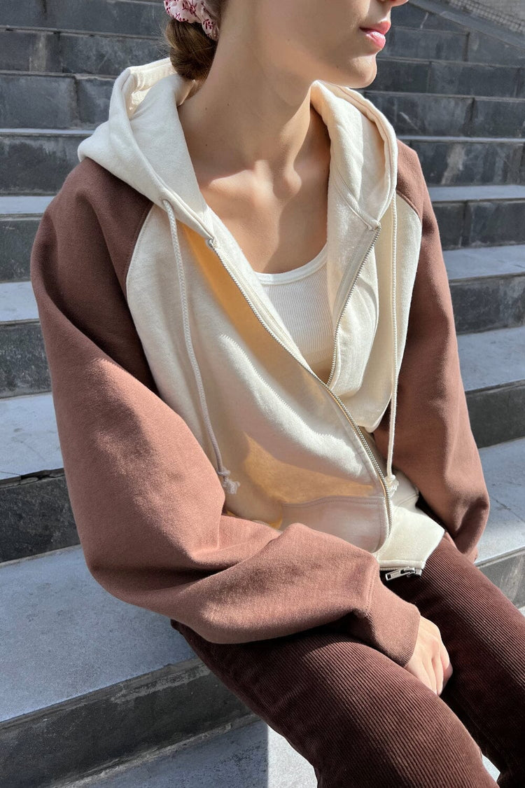Christy Color Block Hoodie | Reversed Brown and Ivory / Oversized Fit