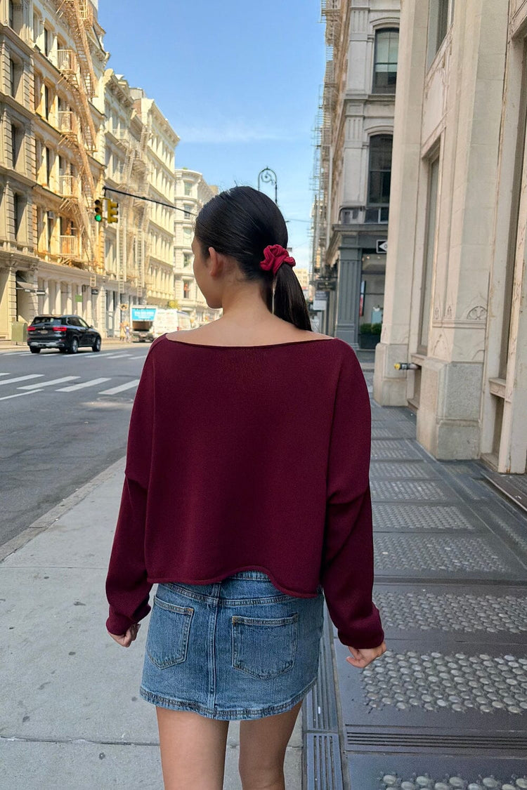 Cameron Cropped Sweater | Burgundy / Cropped Fit