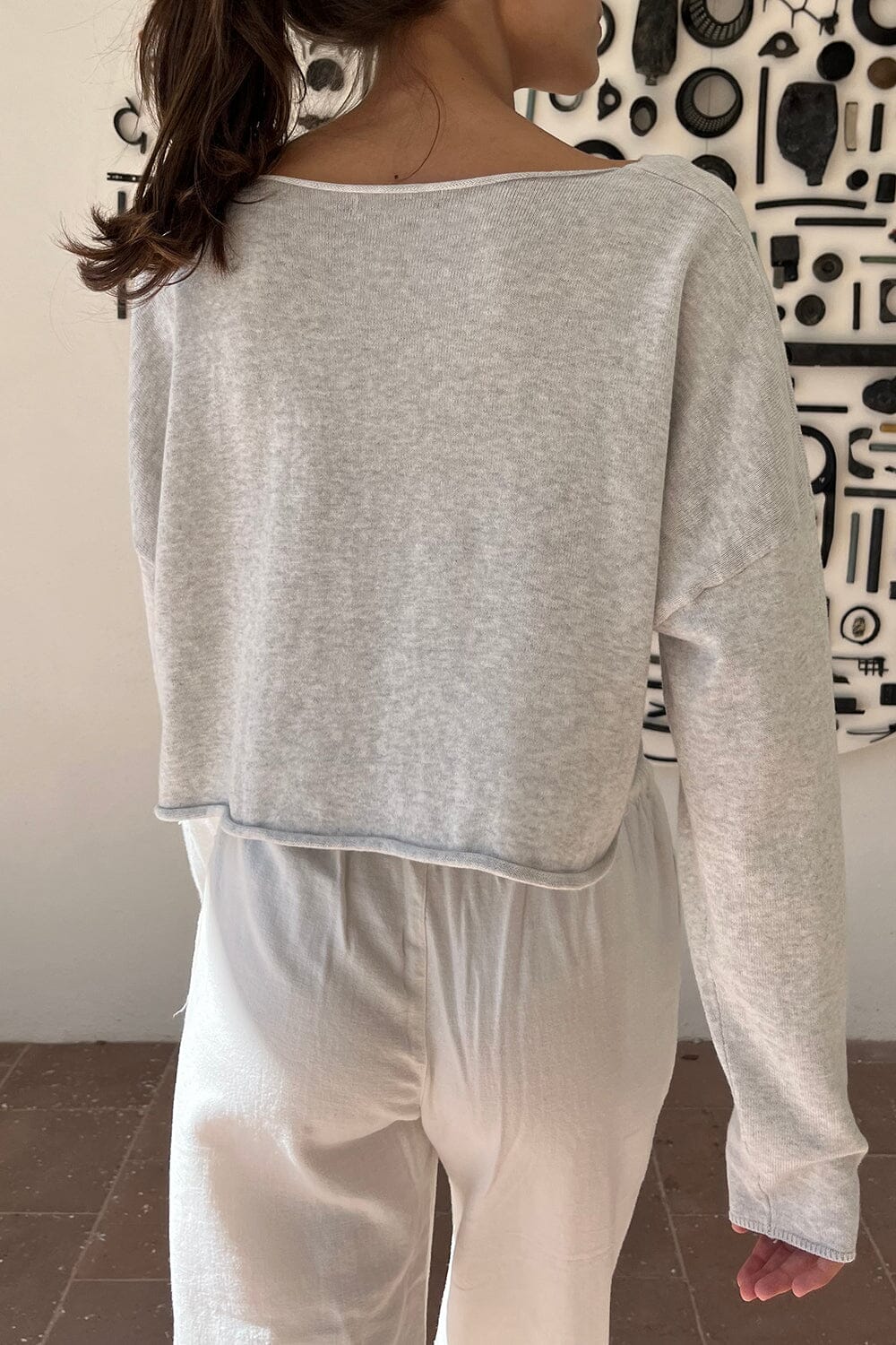 NEW Brandy Melville Gray Cropped Cable Knit Louisa Sweater One Size