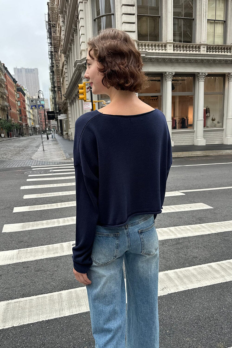 Cameron Cropped Sweater | Classic Navy / Cropped Fit