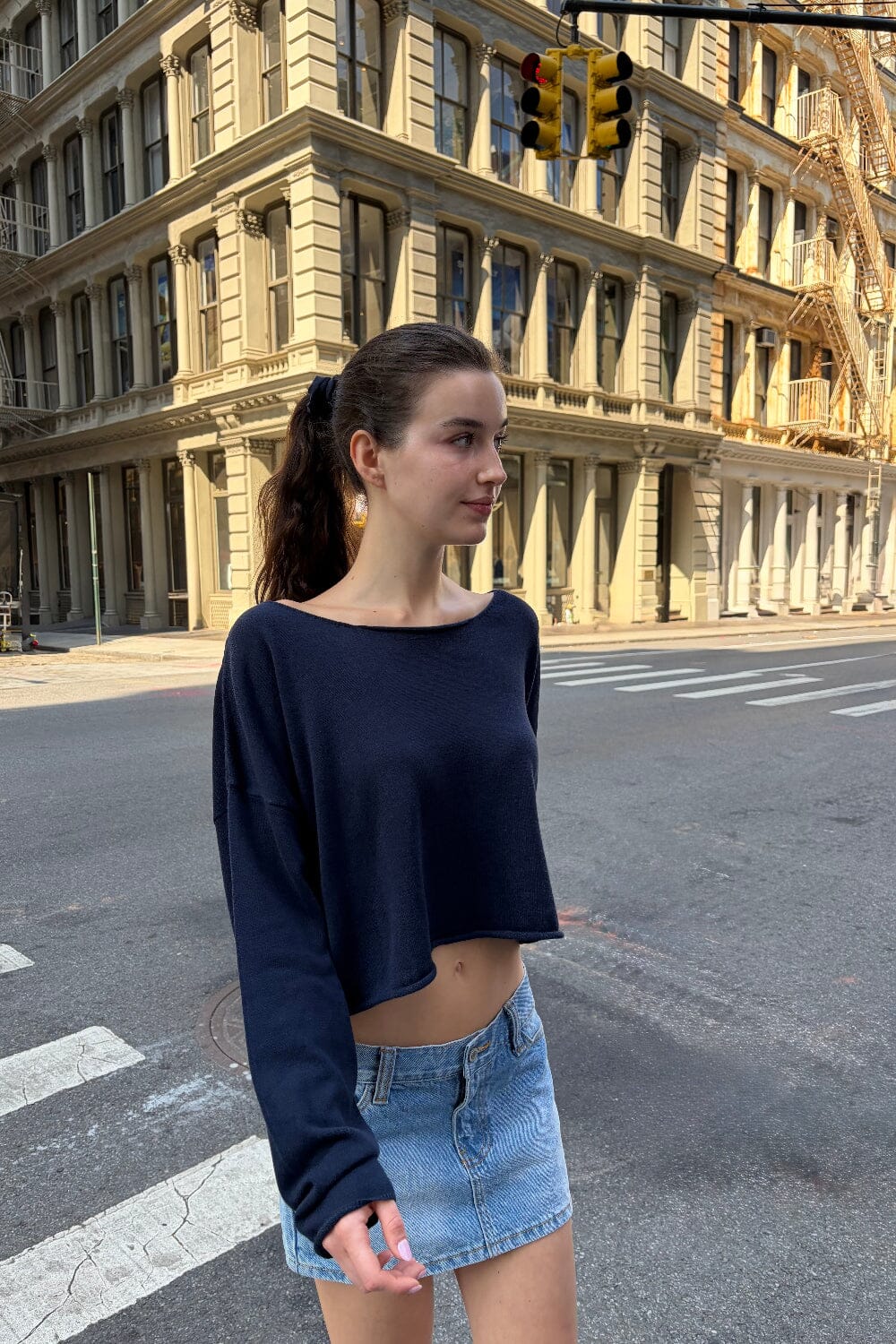 Cameron Cropped Sweater | Classic Navy / Cropped Fit
