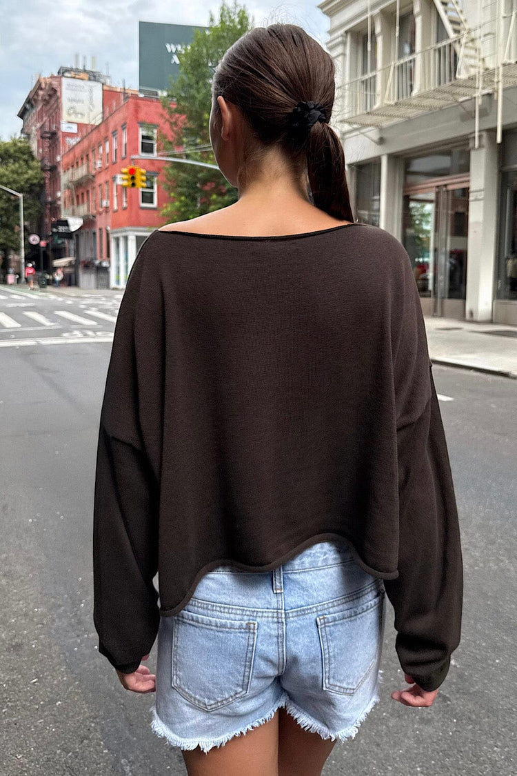 Cameron Cropped Sweater | Heather Brown / Cropped Fit