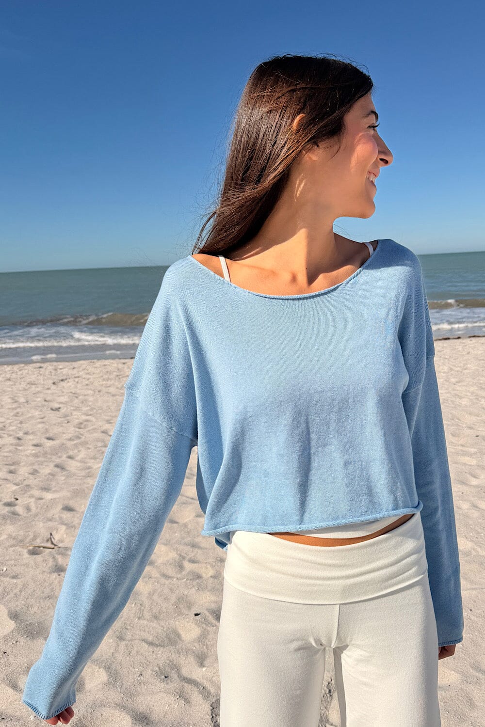 Cameron Cropped Sweater | Light Blue Pastel / Cropped Fit