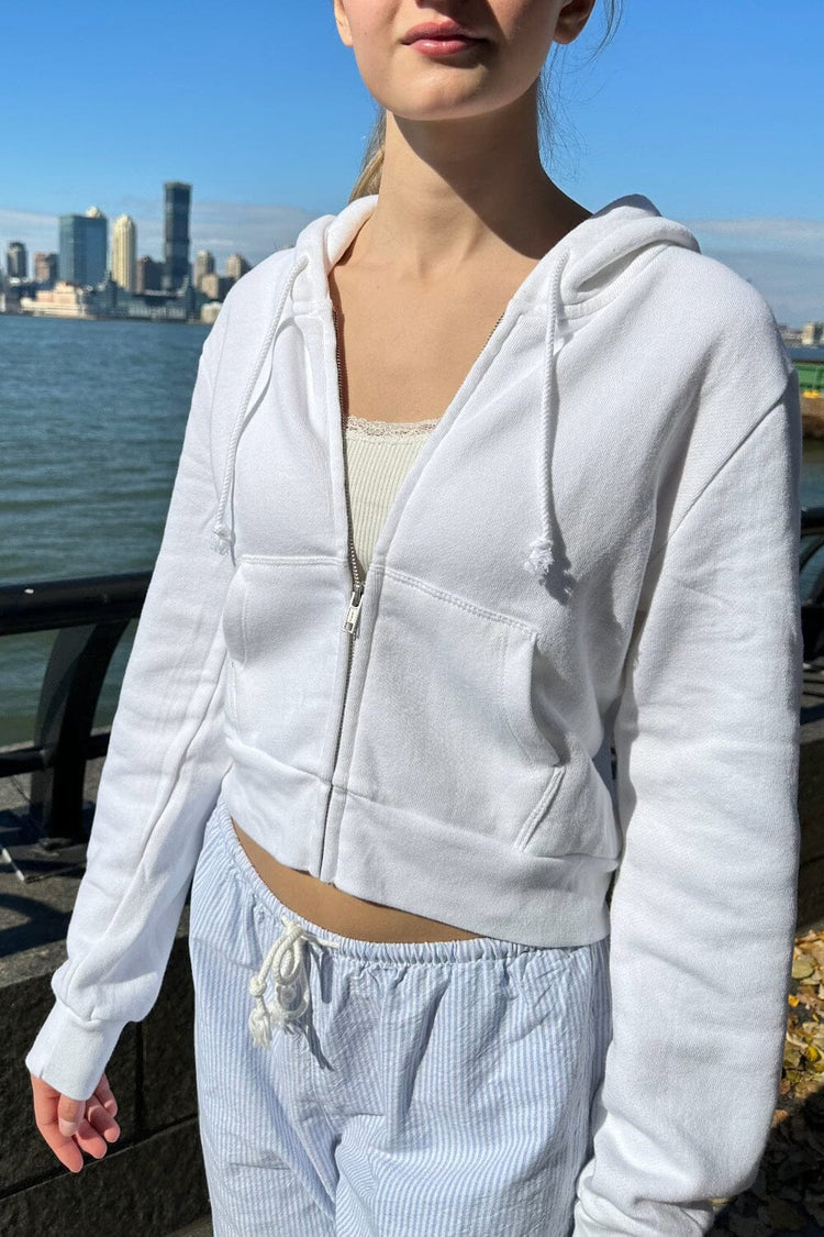 Brandy Melville Solid Gray Zip Up Hoodie One Size - 42% off