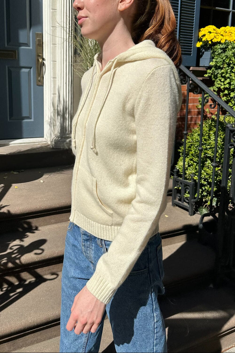 Alana Wool Zip-up Sweater | Cream / Regular Fit