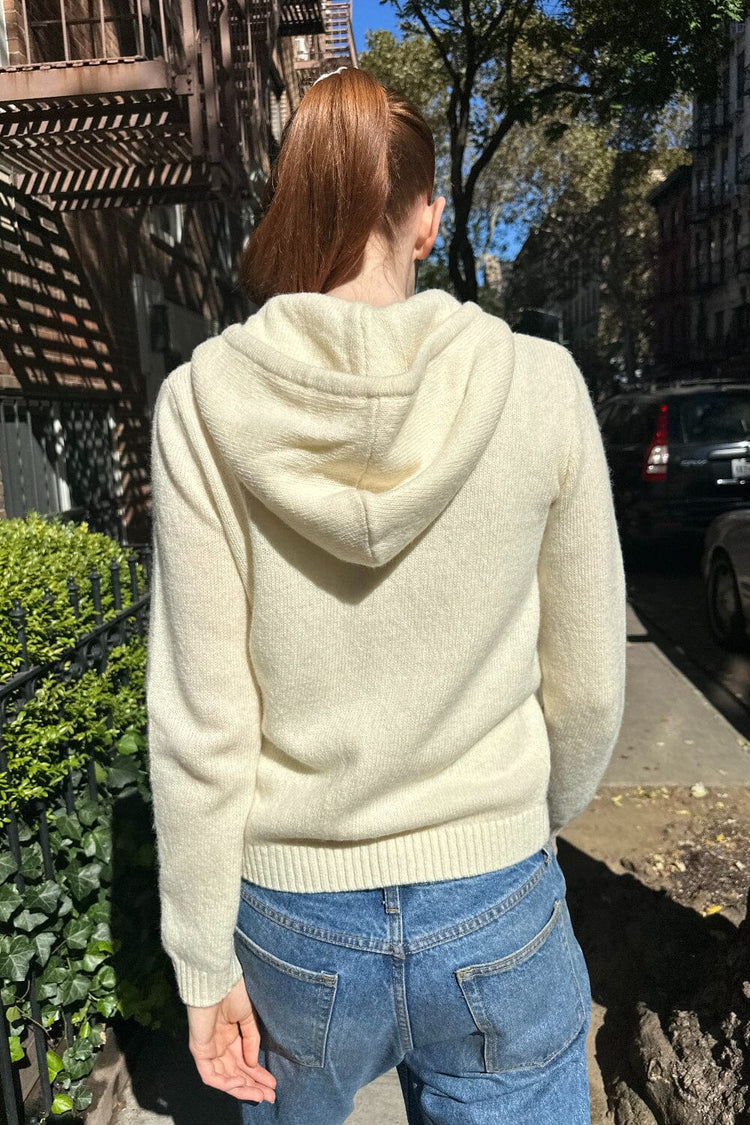 Alana Wool Zip-up Sweater | Cream / Regular Fit